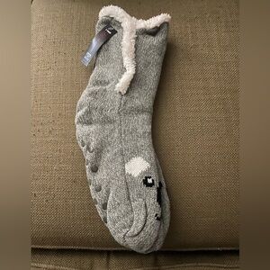 No Boundries Cozy Gray Knit Sherpa Lined Slipper Socks